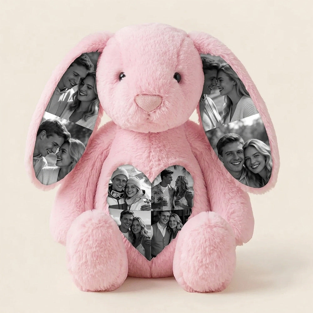 Custom Ears & Belly Custom Photo Bunny Plush For Couples Anniversary Gifts