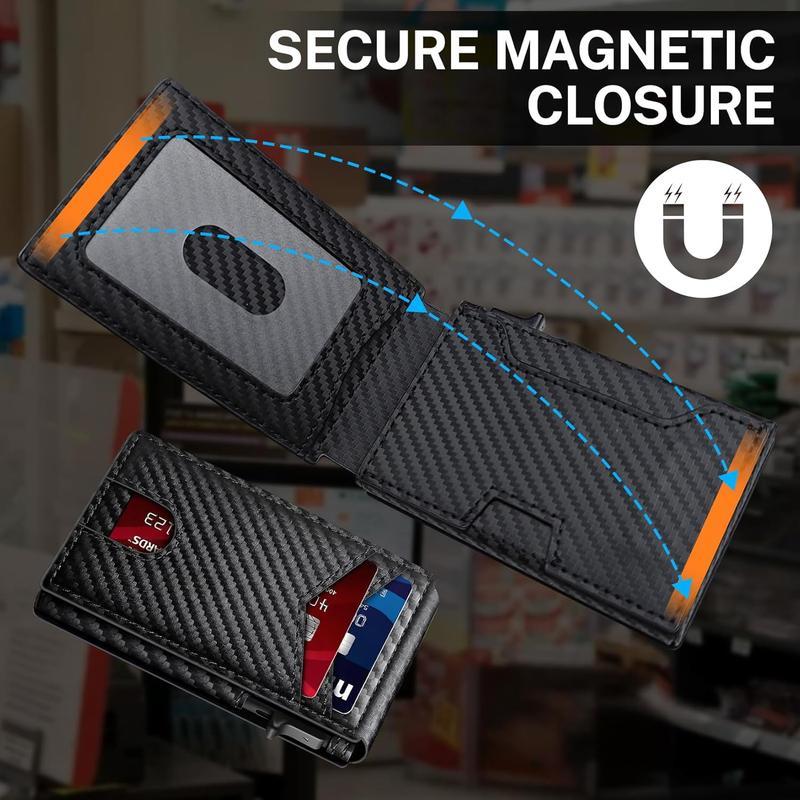 Men’s Foldable Wallet with Bifold Pop - Up ID Window RFID-Blocking Secure Compact Card Holder Gift for Men Gift for Dad