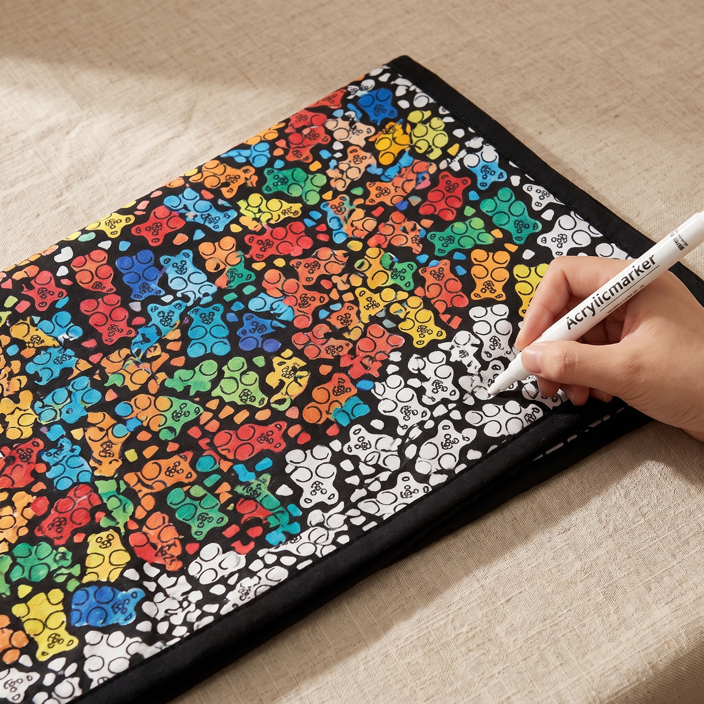 DIY coloring blanket style C — coloring in progress