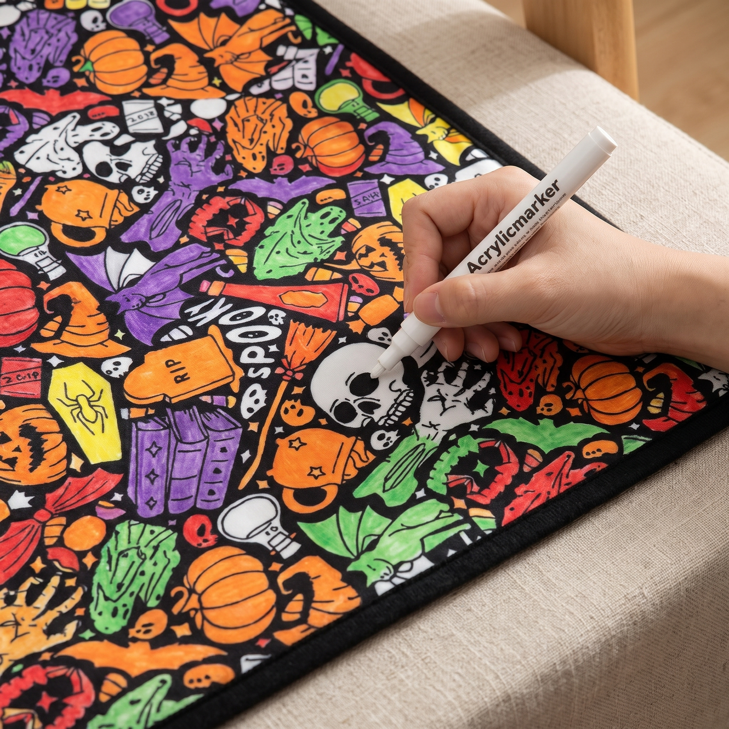 DIY coloring blanket style I — coloring in progress