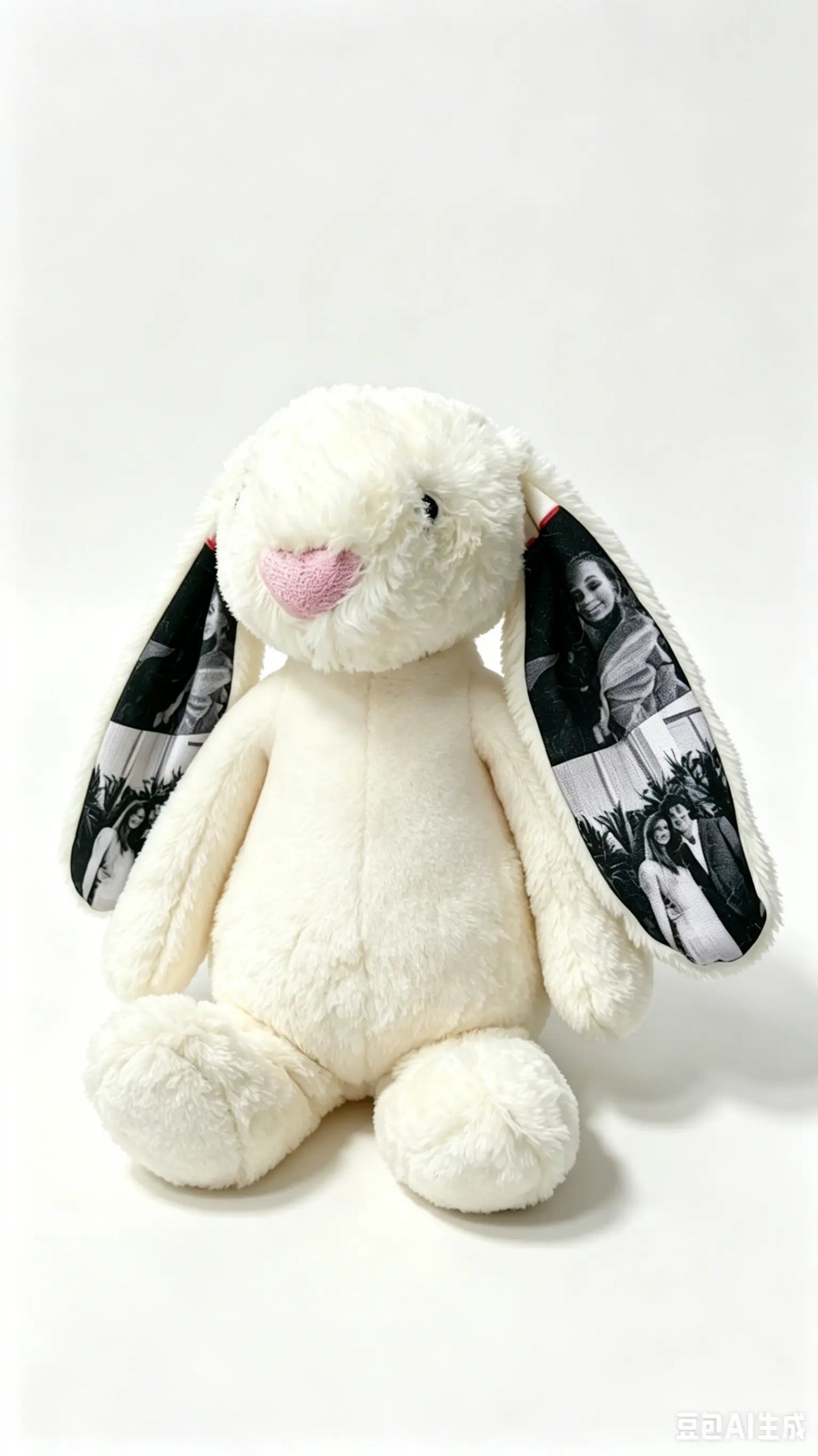 Custom Photo Bunny Plush Personalized Hidden Ear Picture Gift for Couples Anniversary Mother's Day Gifts