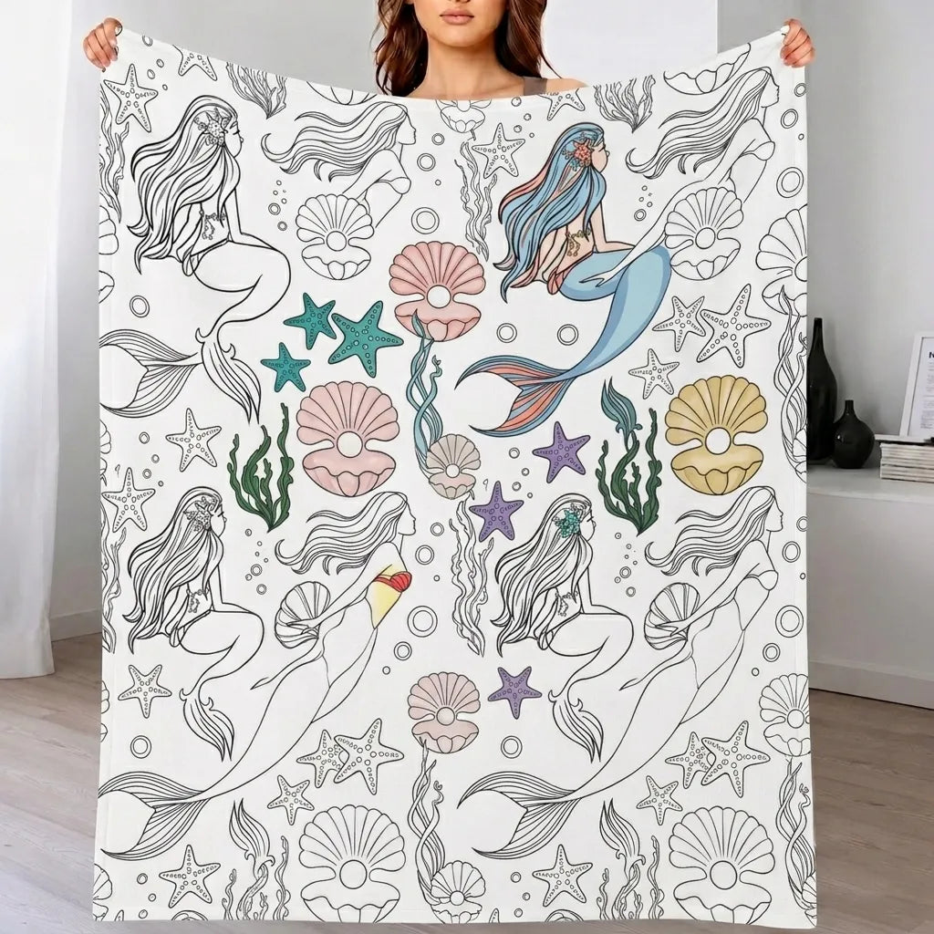 DIY Drawing Blanket with 24 Colors Markers, Doodle Your Own Blankets, Customizable Washable Paint & Play Blankets for Adults