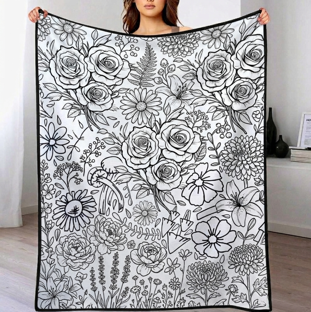 DIY Drawing Blanket with 24 Colors Markers, Doodle Your Own Blankets, Customizable Washable Paint & Play Blankets for Adults