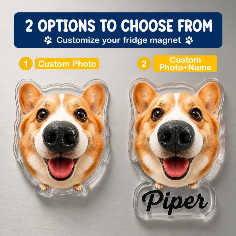 Custom Dog Nose Squishy Fridge Magnet Sticker – Personalized Pet Nose Squeeze Toy with Custom Face & Name
