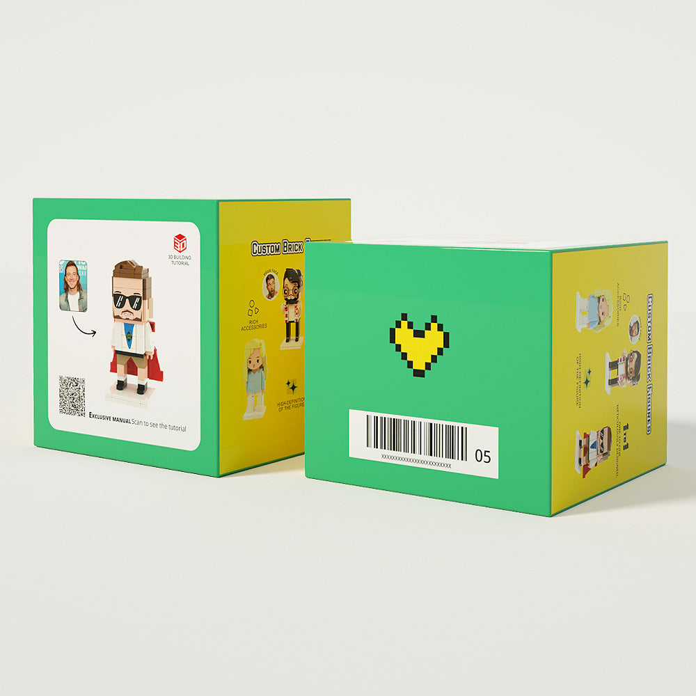 Customizable Fully Body 2 People Custom Brick Figures Denim Suit Brick Me Figures