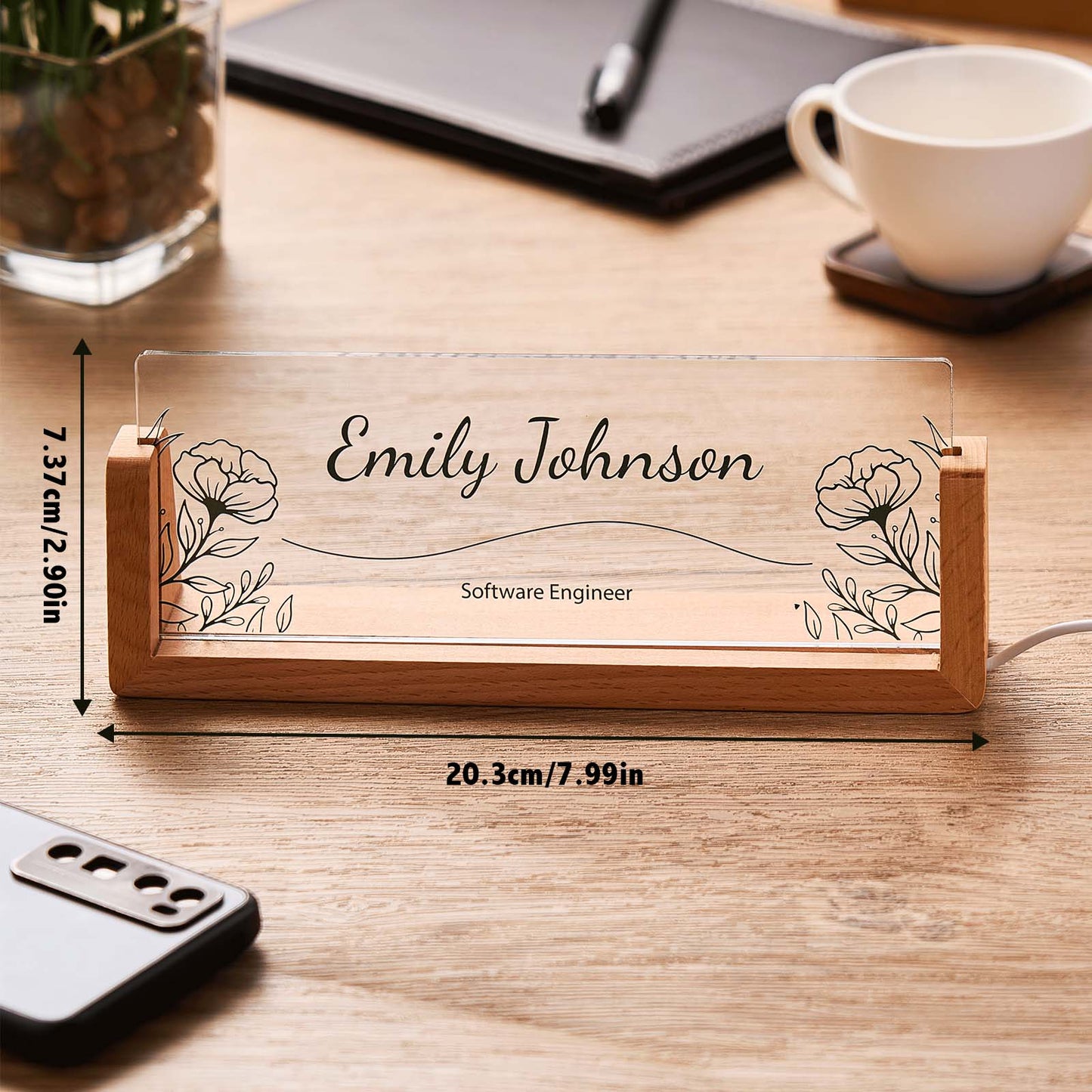 Custom U-shaped Acrylic Name Night Light - Warm White Light