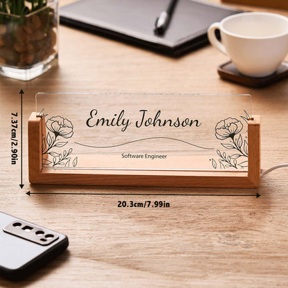 Custom U-shaped Acrylic Name Night Light - Warm White Light