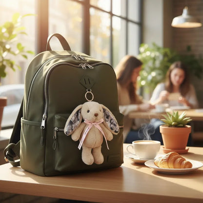 Custom Photo Bunny Plush Keychain – Personalized Cute Rabbit Bag Charm with Photo Ears & Ribbon Gift