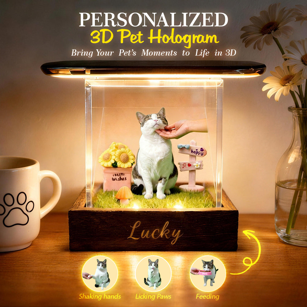 Lumina Boxes Custom Pet Digital Hologram House with Wooden Base