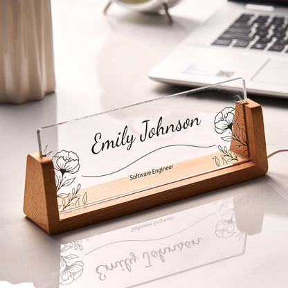 Custom U-shaped Acrylic Name Night Light - Warm White Light