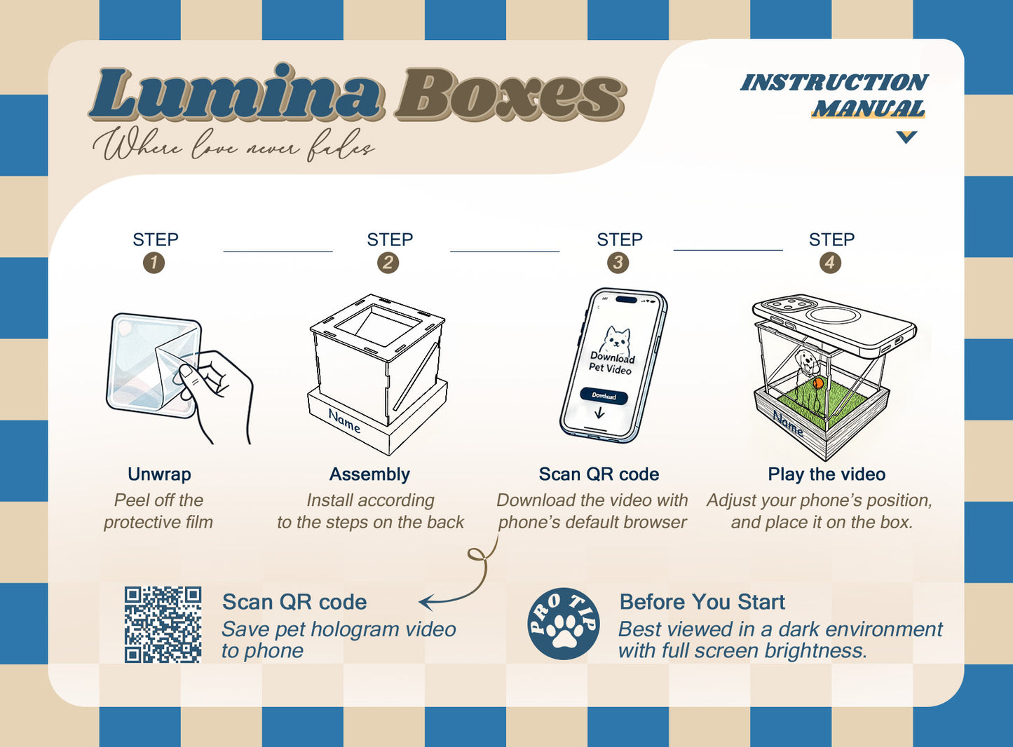Lumina Boxes Custom Pet Digital Hologram House with Wooden Base