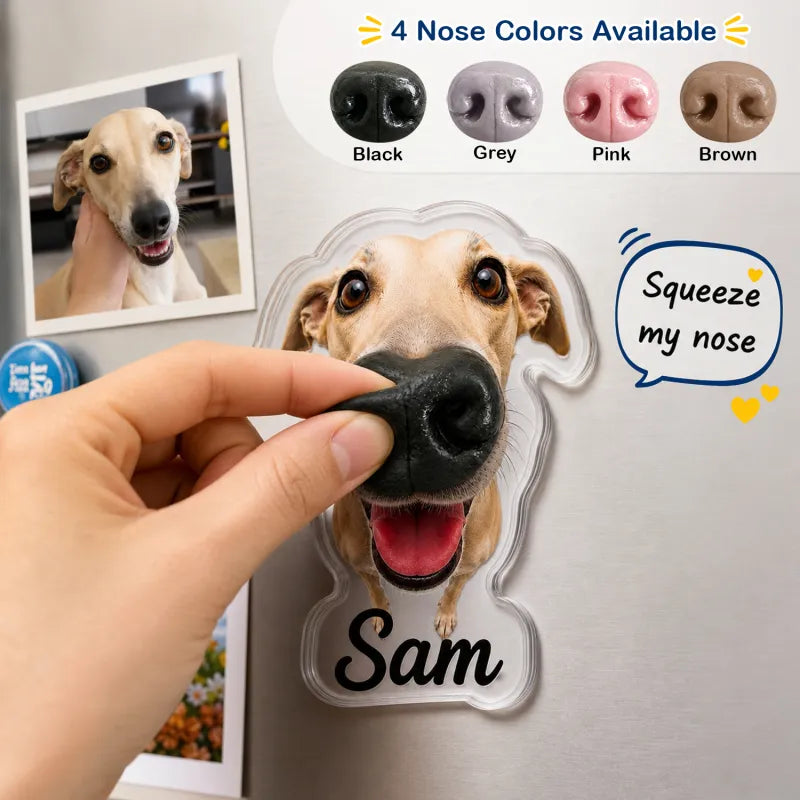 Custom Dog Nose Squishy Fridge Magnet Sticker – Personalized Pet Nose Squeeze Toy with Custom Face & Name