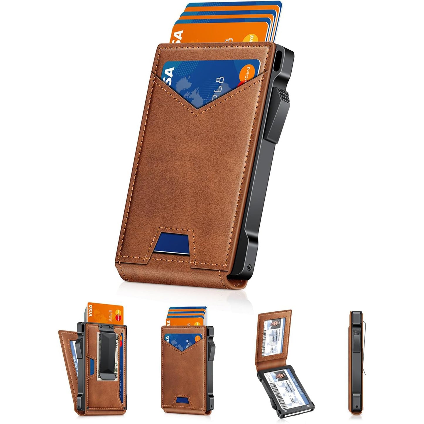 Men’s Foldable Wallet with Bifold Pop - Up ID Window RFID-Blocking  Secure Compact Card Holder Gift for Men Gift for Dad
