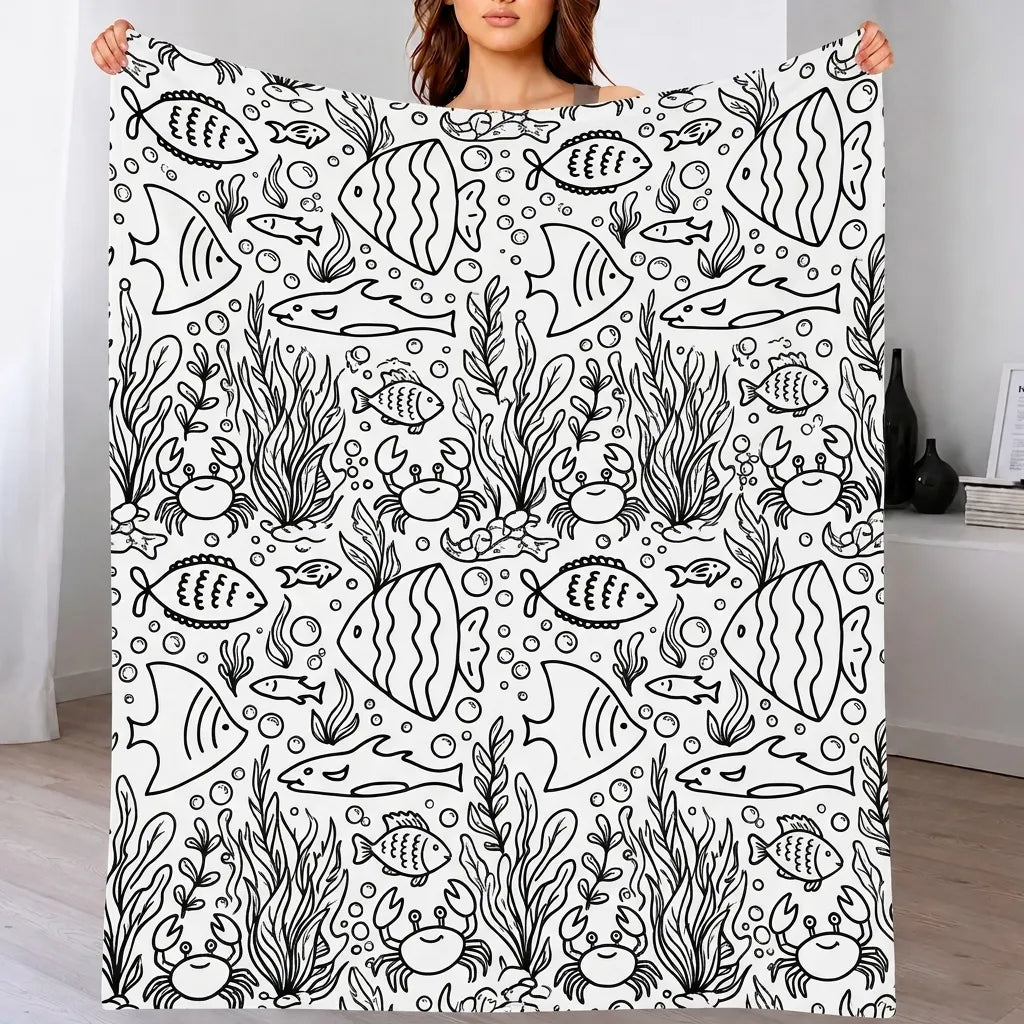 DIY Drawing Blanket with 24 Colors Markers, Doodle Your Own Blankets, Customizable Washable Paint & Play Blankets for Adults