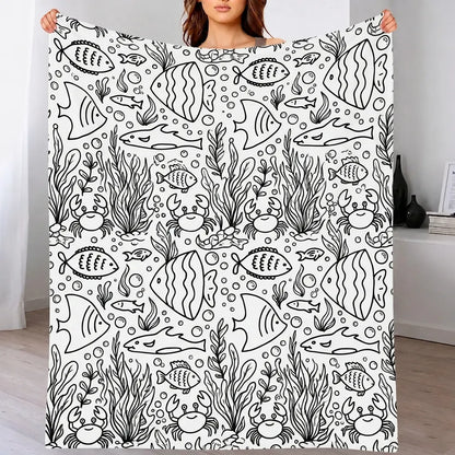 DIY Drawing Blanket with 24 Colors Markers, Doodle Your Own Blankets, Customizable Washable Paint & Play Blankets for Adults