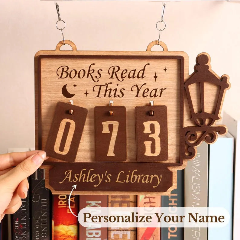 Personalized Books Read Tracker Books Read This Year Bookshelf Counter Bookish Decor Bookish Gift Gift for Readers Book Lovers Gift