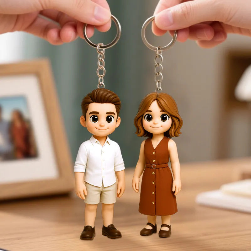 Custom 3D Mini Figure Keychain Figure from Your Photo Personalized Mini Doll Christmas Gift Idea