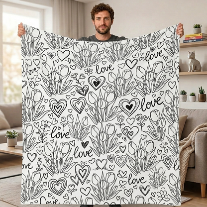 DIY Drawing Blanket with 24 Colors Markers, Doodle Your Own Blankets, Customizable Washable Paint & Play Blankets for Adults