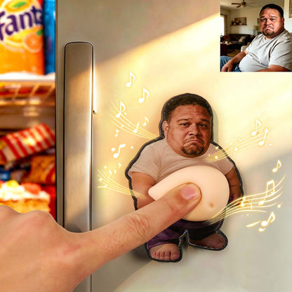 Personalized Squishy Photo&Music Fridge Magnet – Custom Photo Character Squeeze Belly Magnet with Built-in Sound, Funny Gift for Family & Co