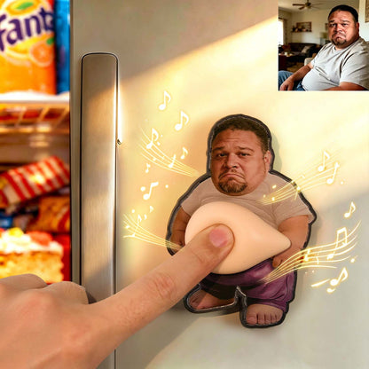 Personalized Squishy Photo&Music Fridge Magnet – Custom Photo Character Squeeze Belly Magnet with Built-in Sound, Funny Gift for Family & Co