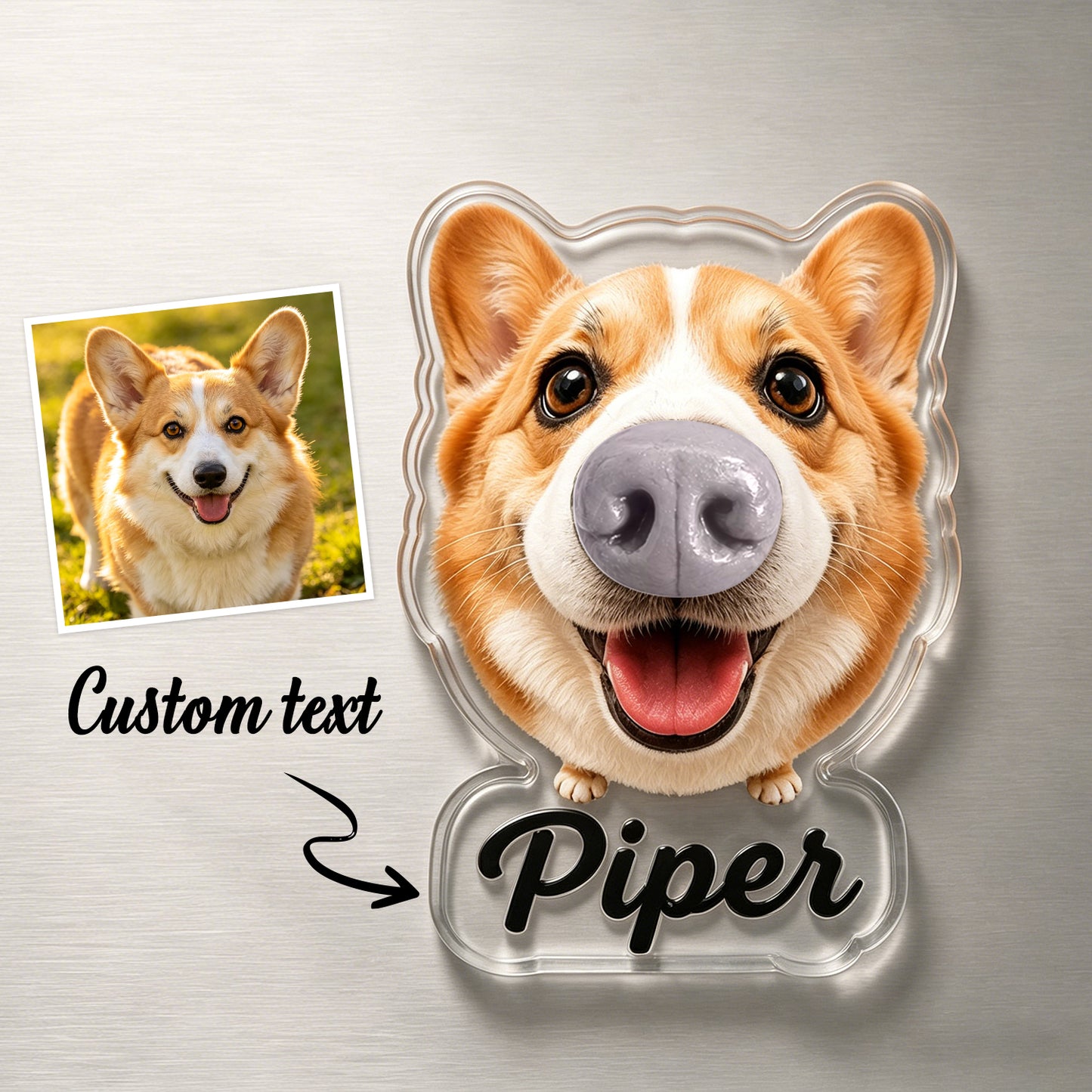 Custom Dog Nose Squishy Fridge Magnet Sticker – Personalized Pet Nose Squeeze Toy with Custom Face & Name