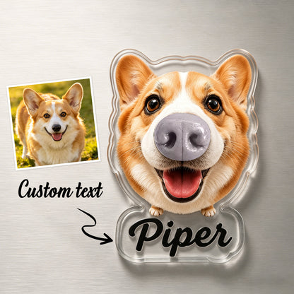 Custom Dog Nose Squishy Fridge Magnet Sticker – Personalized Pet Nose Squeeze Toy with Custom Face & Name