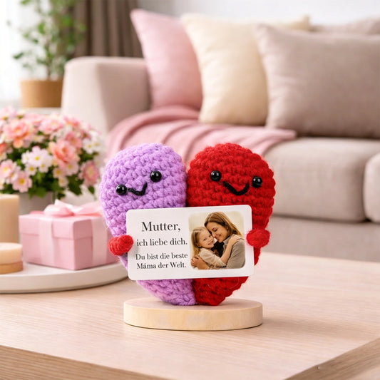 custom heart-shaped knitted ornament Mother's Day