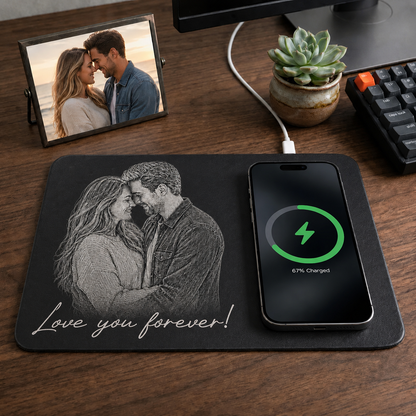 Personalized Charging Pad Dad Sketch Line Art Custom Photo Father's Day Gift For Dad