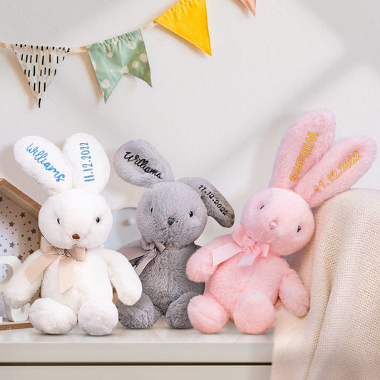 Custom Embroidered Bunny Personalised Long Ears Bunny Rabbit Easter Gift for Baby