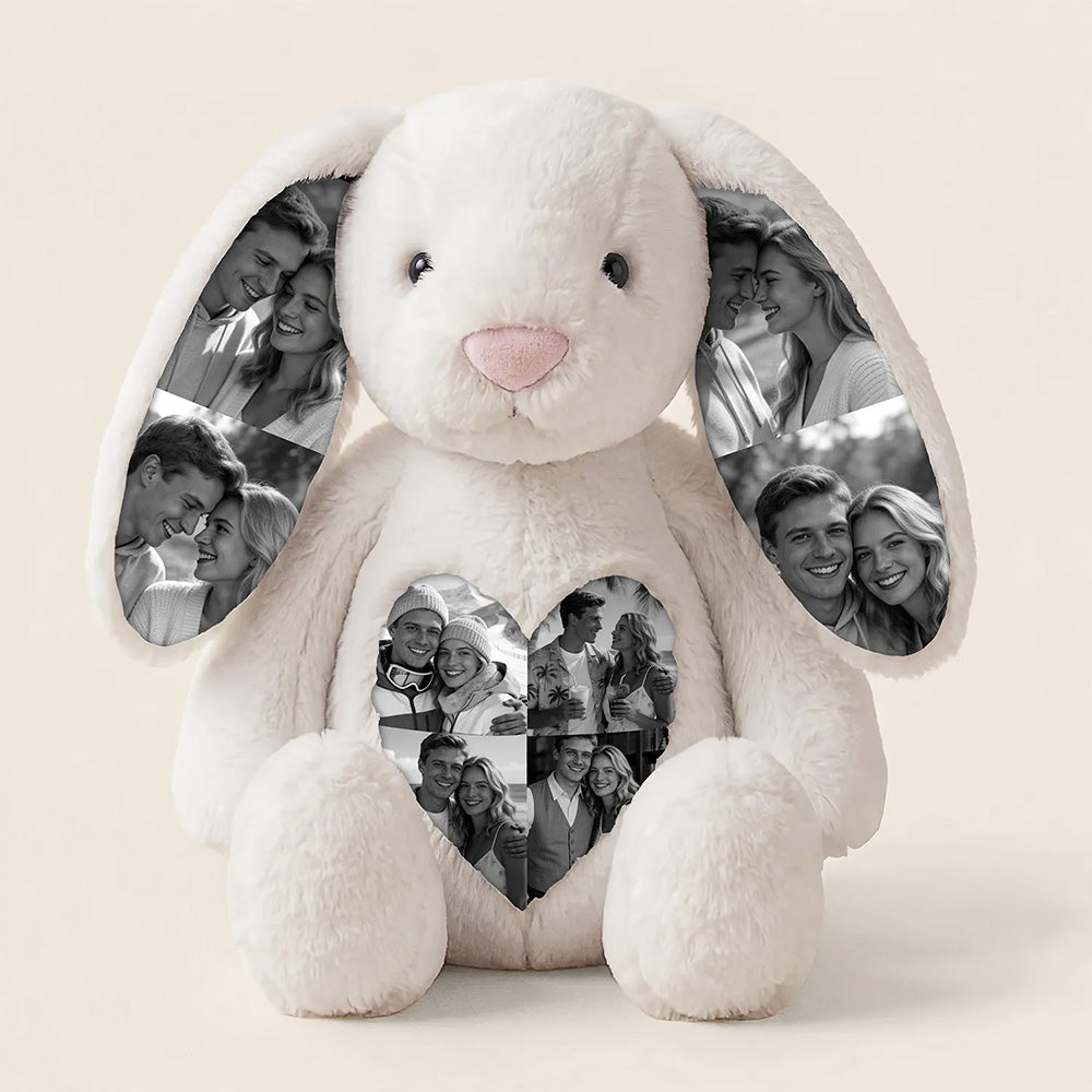 Custom Ears & Belly Custom Photo Bunny Plush For Couples Anniversary Gifts