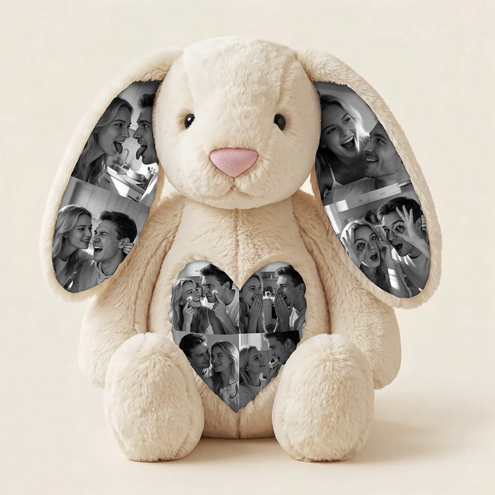 Custom Ears & Belly Custom Photo Bunny Plush For Couples Anniversary Gifts