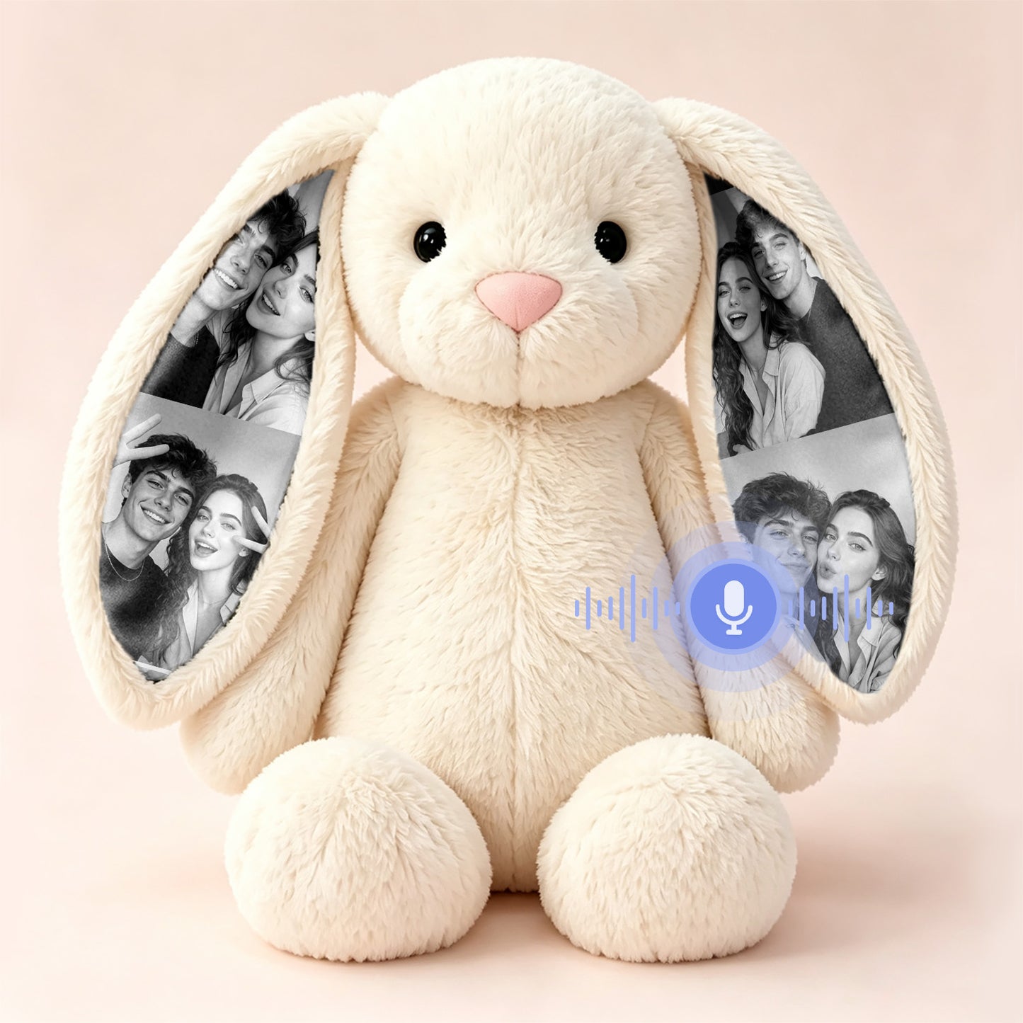 Personalized Voice Recording Bunny Plush with Hidden Photo Ears Anniversary Gift