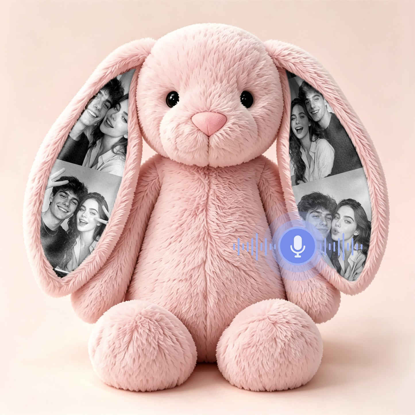 Personalized Voice Recording Bunny Plush with Hidden Photo Ears Anniversary Gift