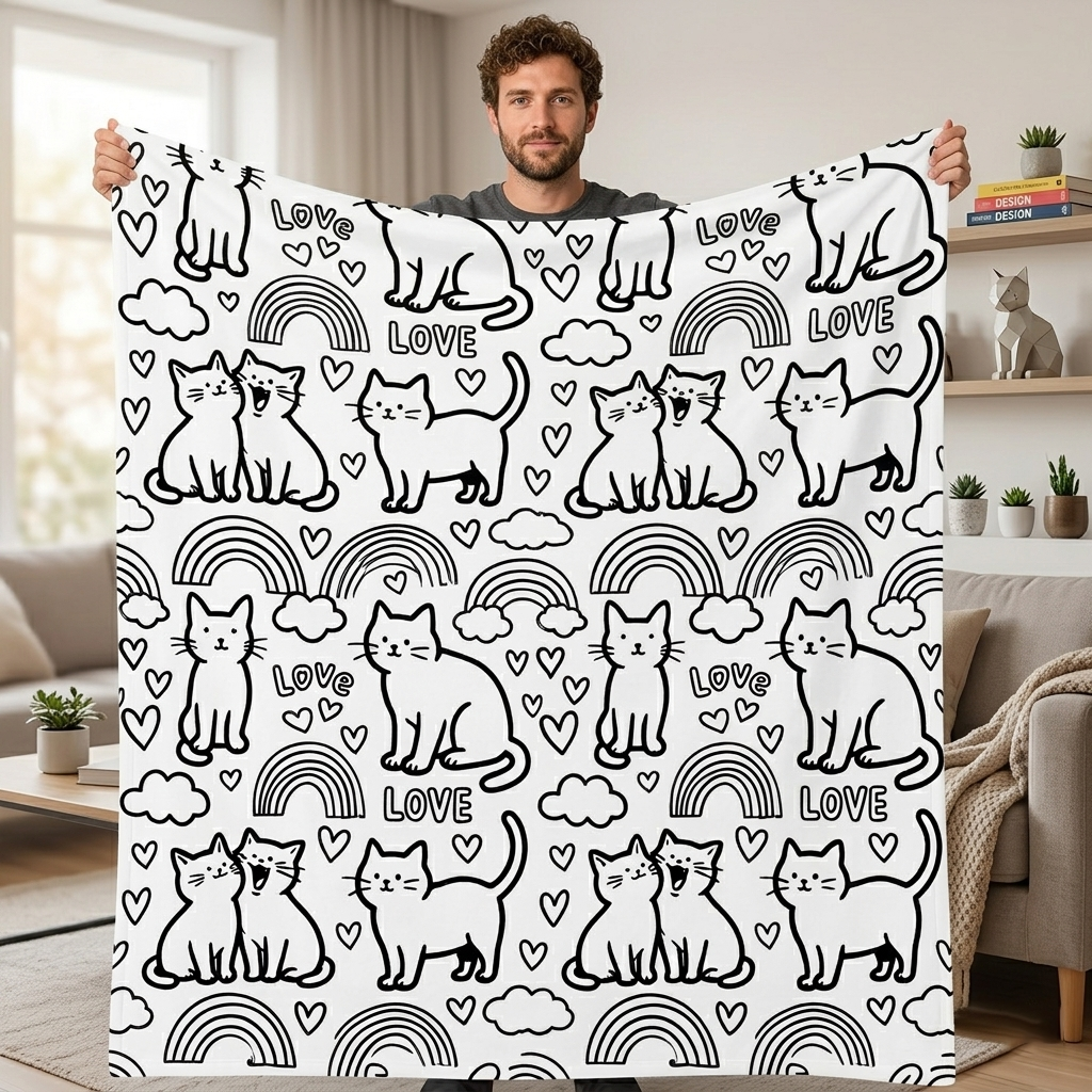 DIY Drawing Blanket with 24 Colors Markers, Doodle Your Own Blankets, Customizable Washable Paint & Play Blankets for Adults