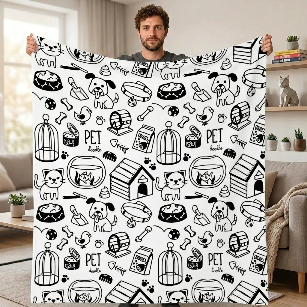 DIY Drawing Blanket with 24 Colors Markers, Doodle Your Own Blankets, Customizable Washable Paint & Play Blankets for Adults