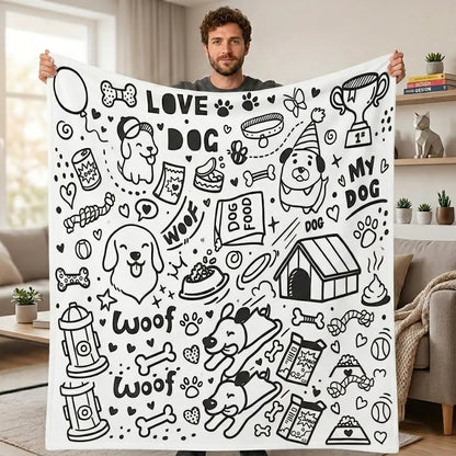 DIY Drawing Blanket with 24 Colors Markers, Doodle Your Own Blankets, Customizable Washable Paint & Play Blankets for Adults