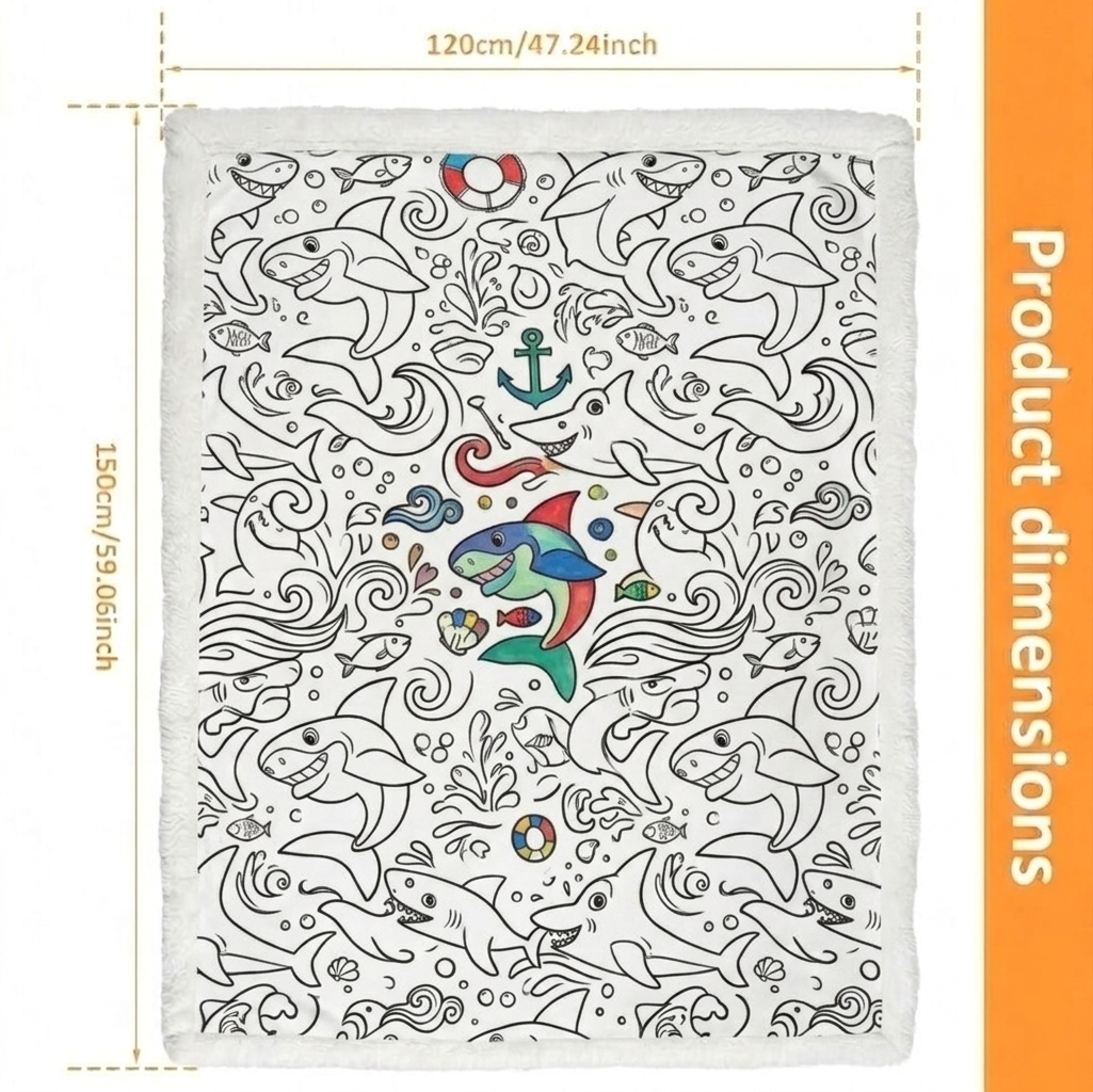 DIY Drawing Blanket with 24 Colors Markers, Doodle Your Own Blankets, Customizable Washable Paint & Play Blankets for Adults