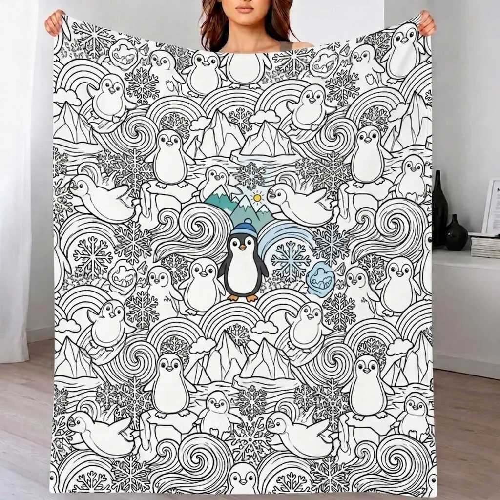 DIY Drawing Blanket with 24 Colors Markers, Doodle Your Own Blankets, Customizable Washable Paint & Play Blankets for Adults