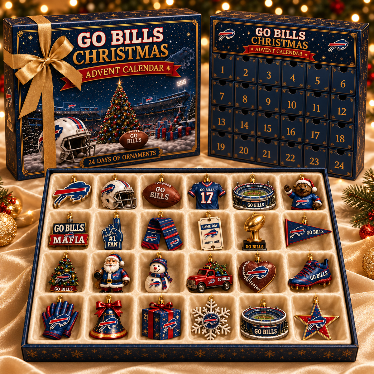 Go Bills Christmas Advent Calendar: 24 Football-Themed Hanging Ornaments