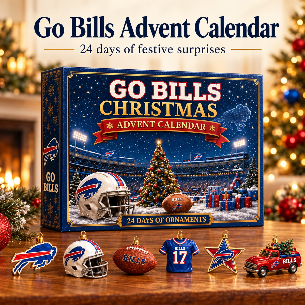 Go Bills Christmas Advent Calendar: 24 Football-Themed Hanging Ornaments