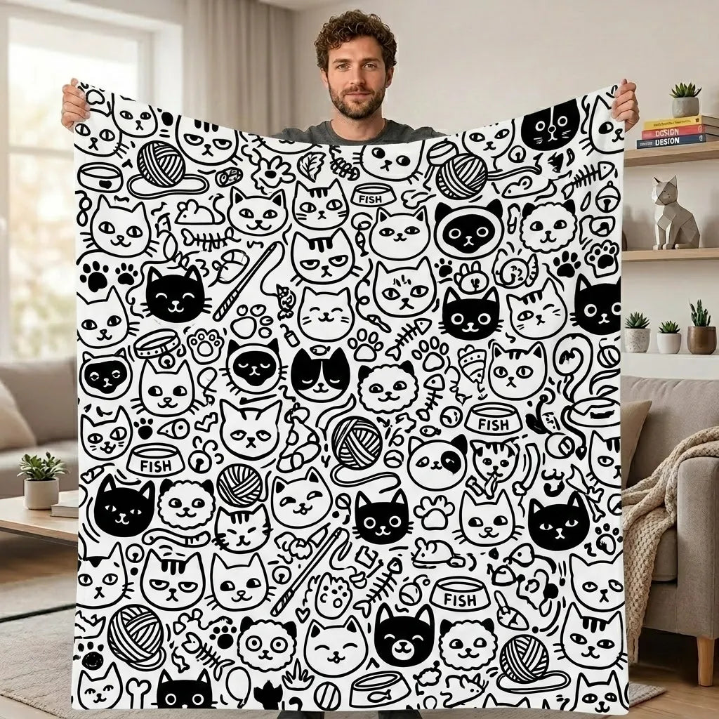 DIY Drawing Blanket with 24 Colors Markers, Doodle Your Own Blankets, Customizable Washable Paint & Play Blankets for Adults