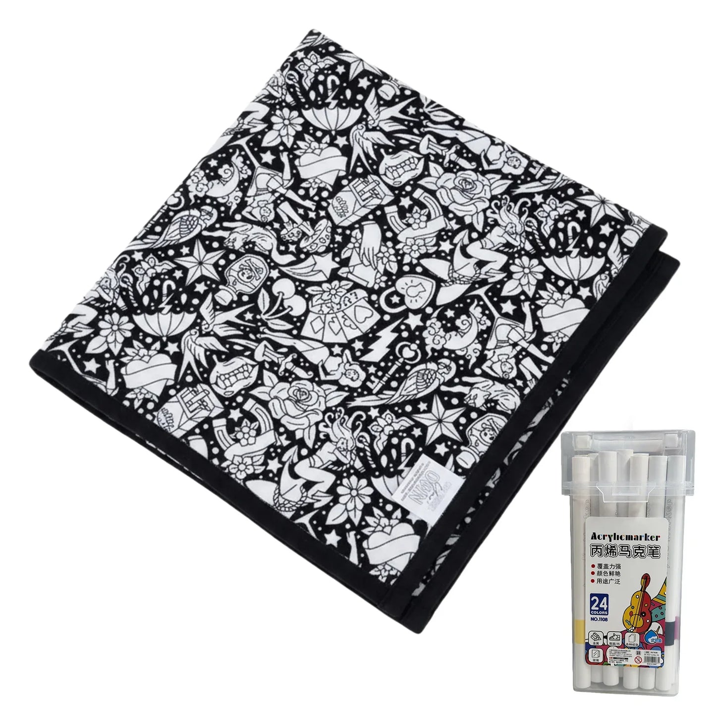 Retro Tattoo — DIY Coloring Blanket