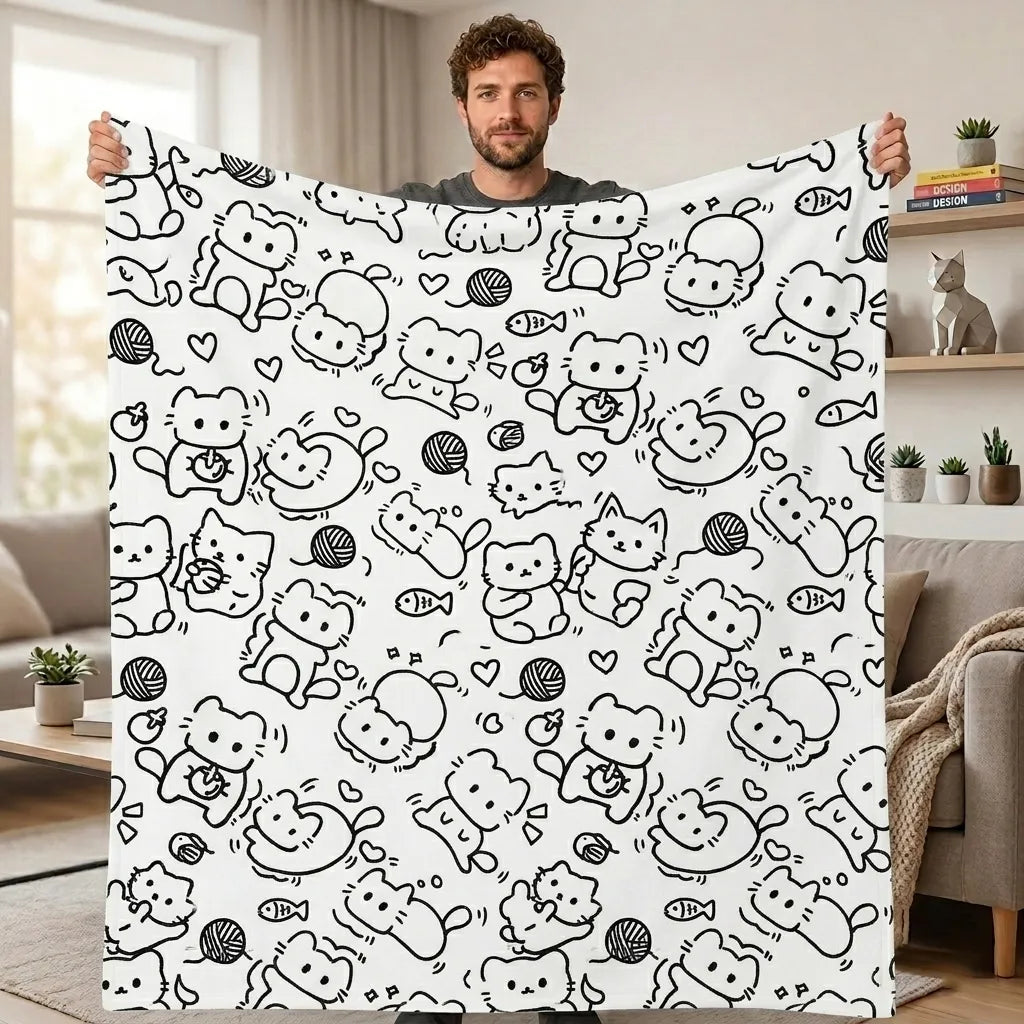 DIY Drawing Blanket with 24 Colors Markers, Doodle Your Own Blankets, Customizable Washable Paint & Play Blankets for Adults