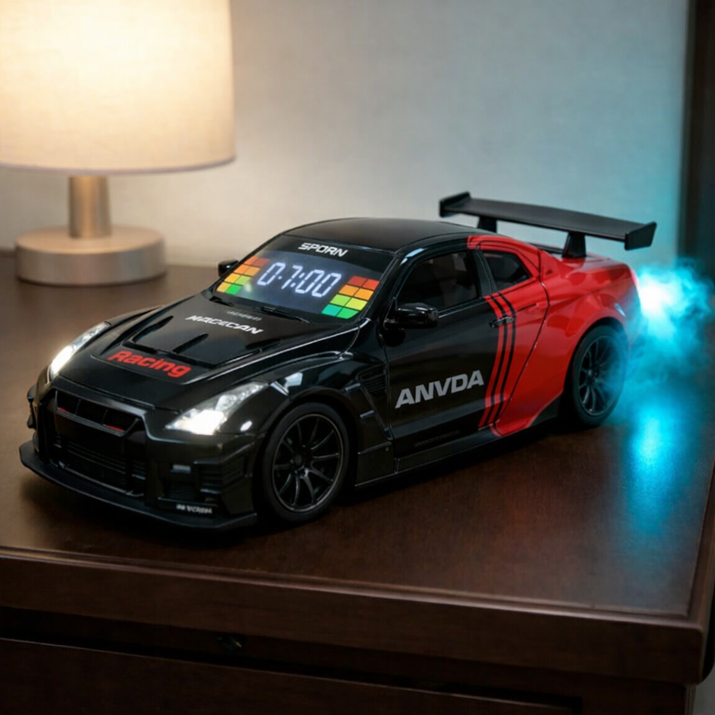 Hypercar Alarm Clock with Engine Sound, Exhaust Effect & LED Lights – Desk Gift for Car Lovers（Production Time：4 Working days）