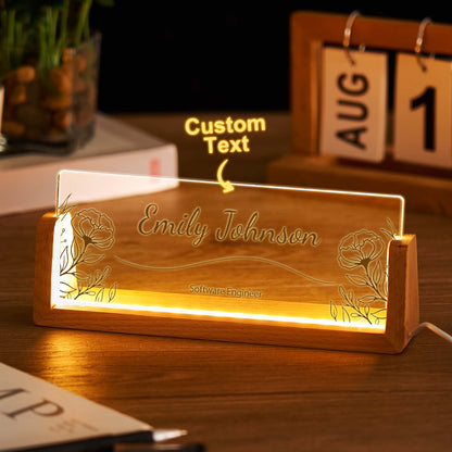 Custom U-shaped Acrylic Name Night Light - Warm White Light