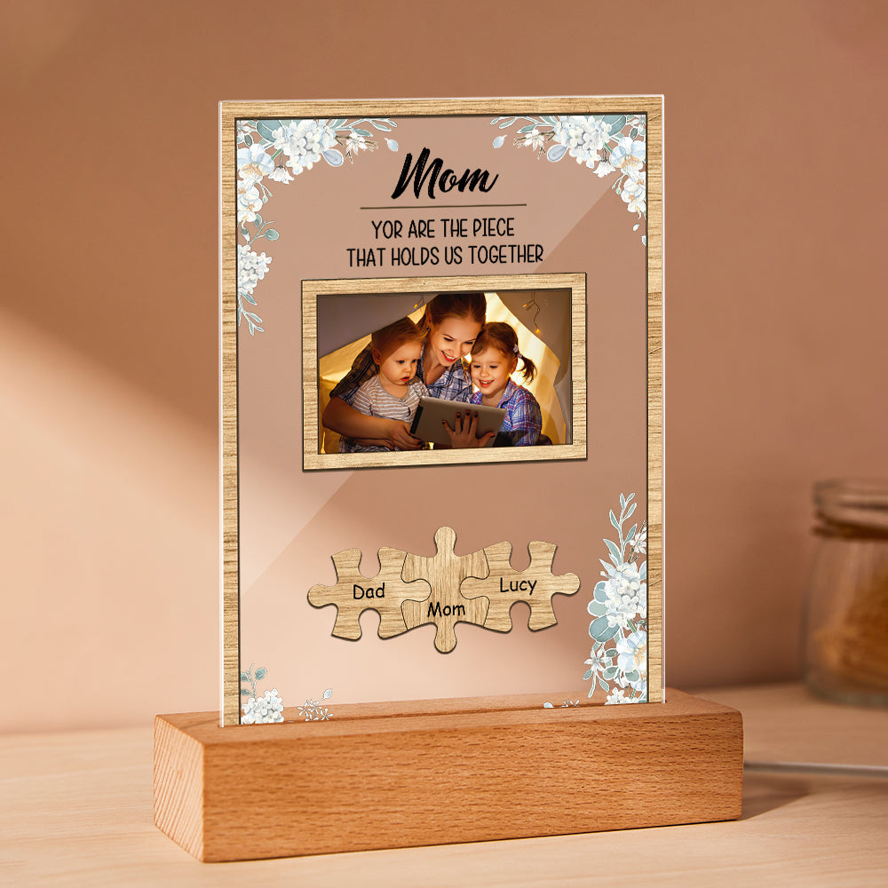 Personalized Dad You Are the Piece that Holds Us Together Photo Acrylic Night Light Father's Day Gift for Dad