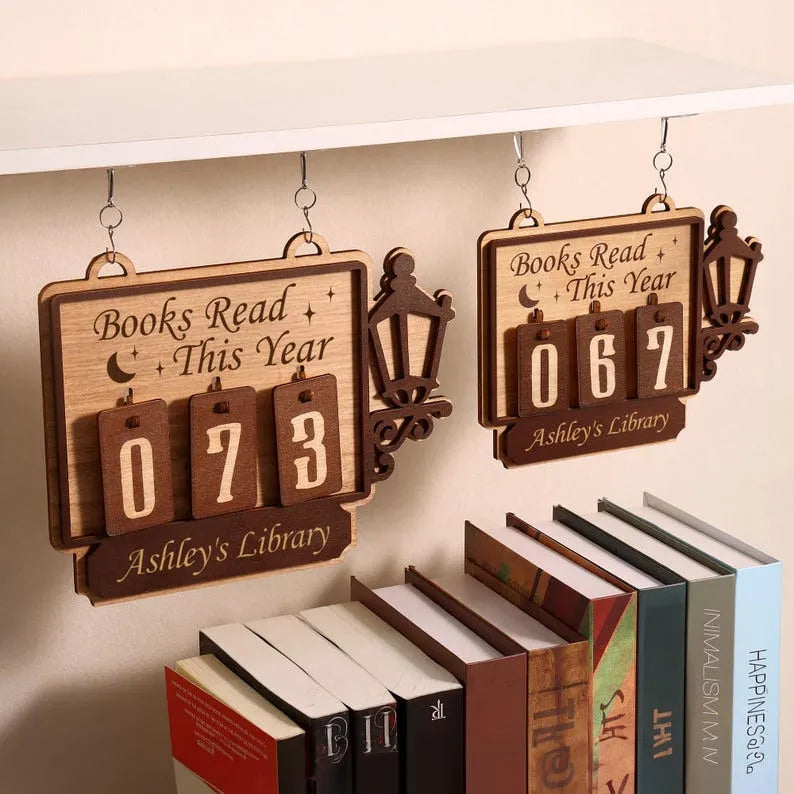 Personalized Books Read Tracker Books Read This Year Bookshelf Counter Bookish Decor Bookish Gift Gift for Readers Book Lovers Gift