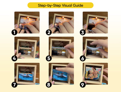 Custom Photo Flipbook Frame Animation Machine Hand-cranked Detachable Photos Flipbook Box Photo Album with Light Anniversary Gifts