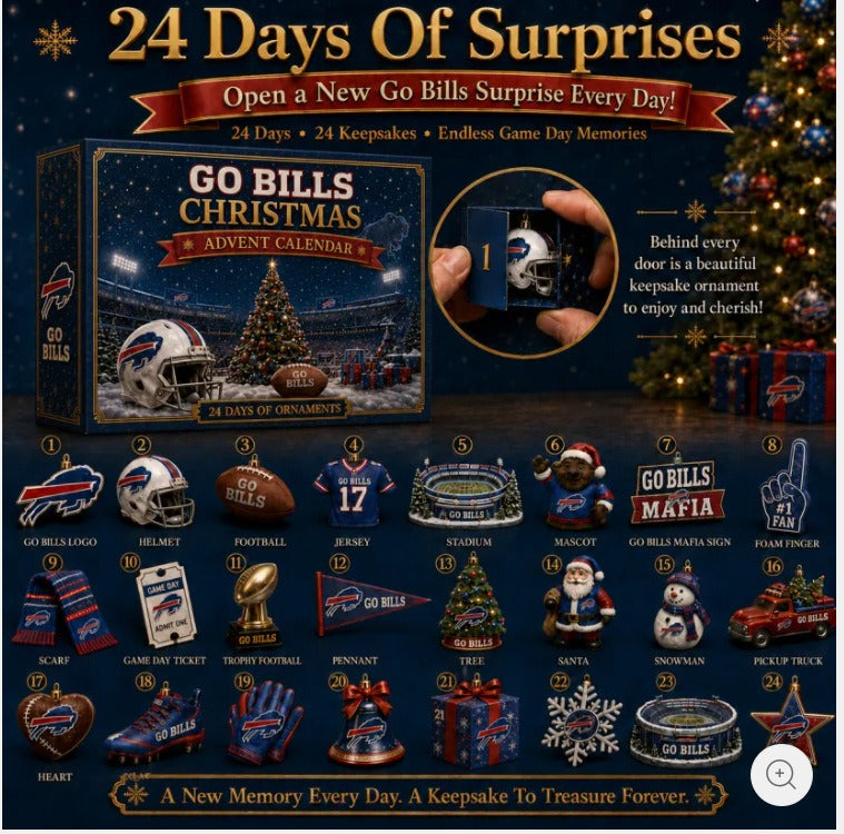 Go Bills Christmas Advent Calendar: 24 Football-Themed Hanging Ornaments