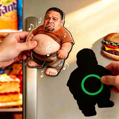 Personalized Squishy Photo&Music Fridge Magnet – Custom Photo Character Squeeze Belly Magnet with Built-in Sound, Funny Gift for Family & Co
